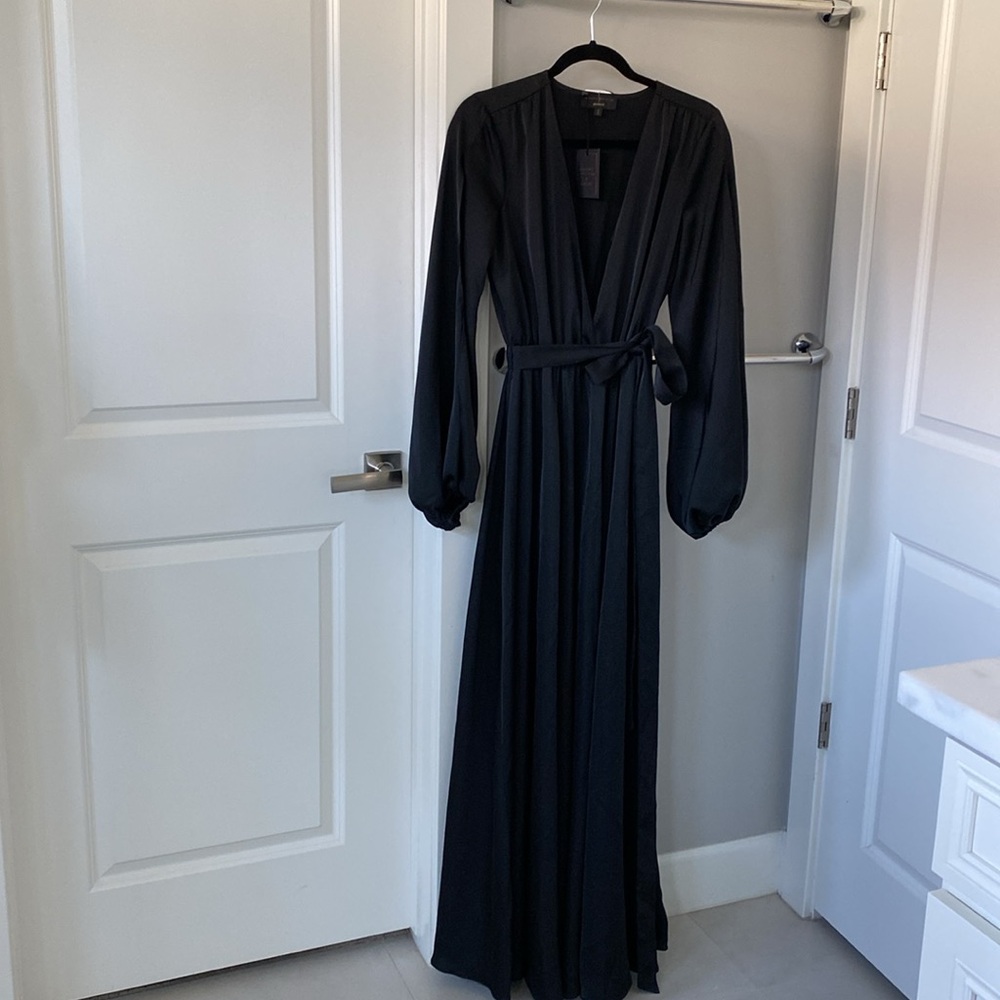 Michael Costello X Revolve Eric Gown Blk Satin size M - Picture 6 of 8